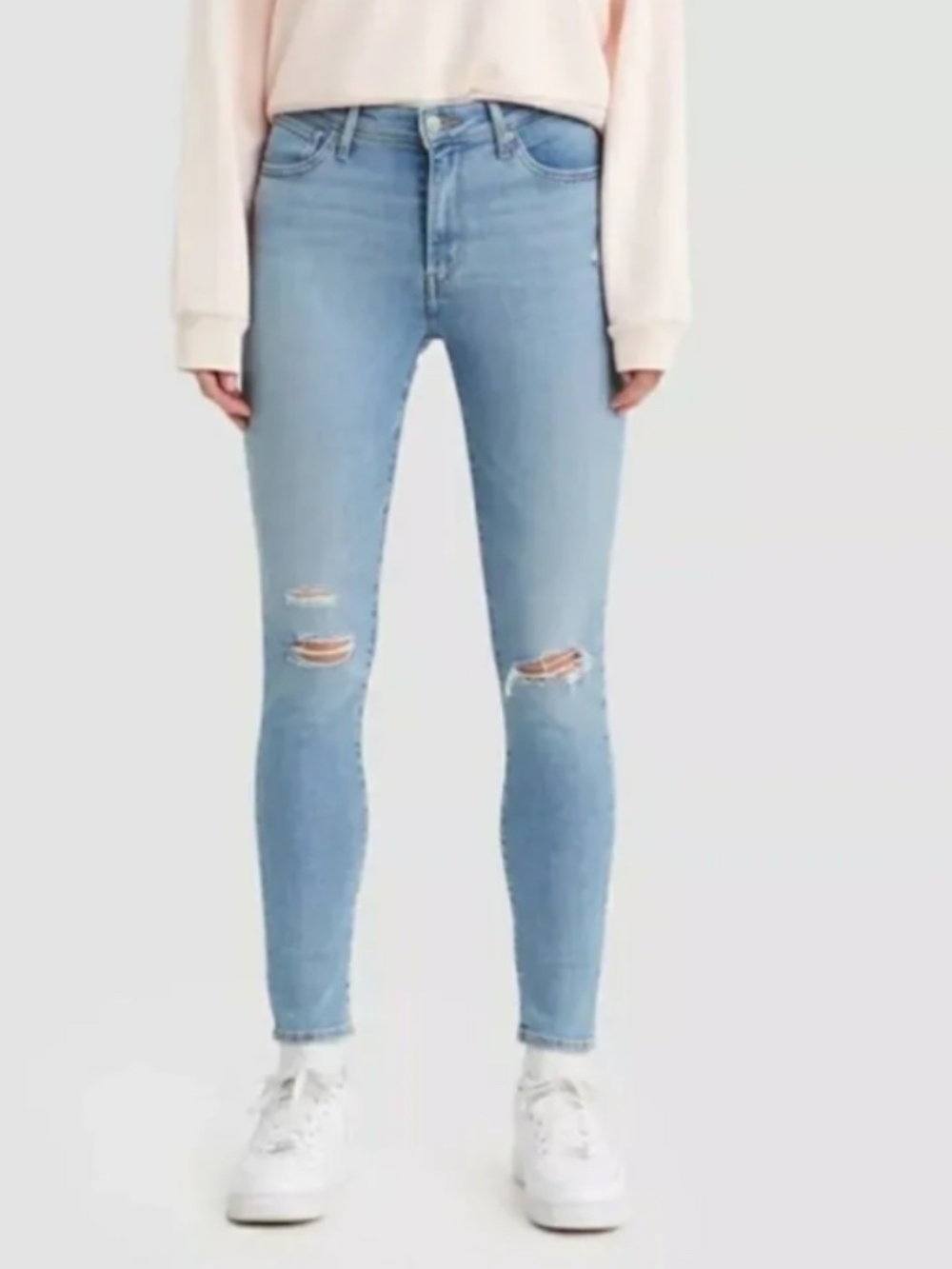 Levi's 720 Super Skinny Women's 26 Light Blue Jeans with Knee Rips